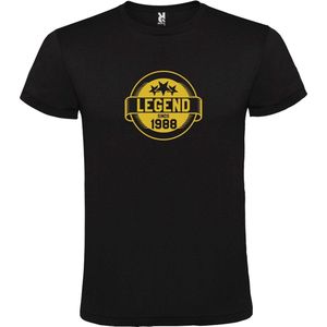 Zwart T-Shirt met “Legend sinds 1988 “ Afbeelding Goud Size XXXL