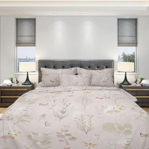 Goodivery ® Beddengoed Set van 100% Katoen met Rits en Bloemenpatroon voor Optimale Slaapcomfort