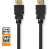 Nedis Premium High Speed ​​HDMI-Kabel met Ethernet - HDMI Connector - HDMI Connector - 4K@60Hz - 18 Gbps - 5.00 m - Rond - PVC - Zwart - Polybag