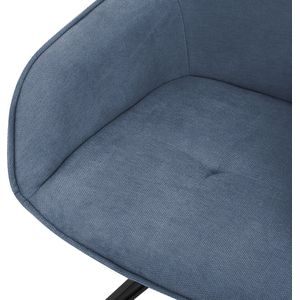 ML-Design eetkamerstoelen draaibaar set van 4, textiel geweven stof, blauw, woonkamerstoel met armleuning/rugleuning, 360° draaibare stoel, gestoffeerde stoel met metalen poten, ergonomische fauteuil