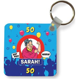Sleutelhanger - Uitdeelcadeautjes - Verjaardag - 50 Jaar Sarah - Jubileum - Plastic