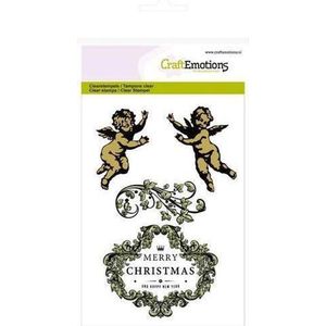 CraftEmotions stempel A6 - engeltjes ornament label Purple Holiday