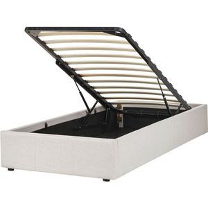 DINAN - Eenpersoonsbed - Lichtbeige - 90 x 200 cm - Polyester