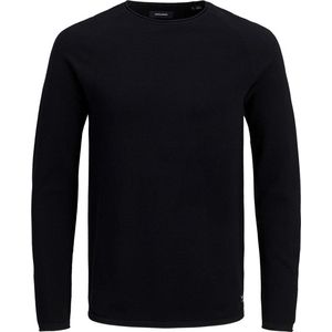 JACK & JONES slim fit trui katoen - O-hals - zwart - Maat: XXL