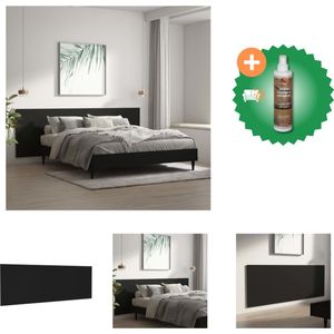 vidaXL Hoofdbord wandmodel 240x1-5x80 cm bewerkt hout zwart - Bedonderdeel - Inclusief Houtreiniger en verfrisser