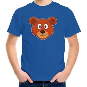 Cartoon beer t-shirt blauw voor jongens en meisjes - Kinderkleding / dieren t-shirts kinderen 158/164