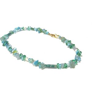 Ketting turquoise kristal/pareltjes/edelsteen
