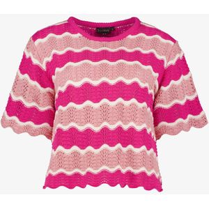 TwoDay gehaakt dames T-shirt roze - Maat XL