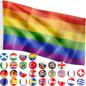 FLAGMASTER Vlag Regenboog 120 x 80 cm - Met Ringen - Pride - Rainbow