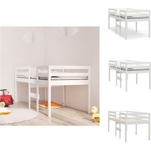 vidaXL Hoogslaper - Bedden - 205.5 x 95.5 x 89 cm - Massief grenenhout - Wit - Bed