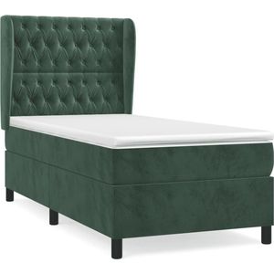 vidaXL - Boxspring - met - matras - fluweel - donkergroenx190 - cm