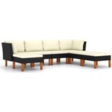 vidaXL - 7-delige - Loungeset - met - kussens - poly - rattan - zwart