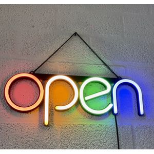 Led neon bord Tekst ""OPEN"" in 4 letter kleuren, zeer mooi helder licht (met dimmer sturing)