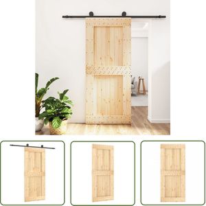 The Living Store Schuifdeur met beslag 90x210 cm massief grenenhout - Schuifdeur - Granenhout Deur - Binnendeur - Moderne Deur - Ruimtebesparende Deur