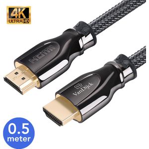 VanDijck® HDMI Kabel 2.0 - 0,5 Meter - Ultra HD 4K High Speed (60/120/240Hz) - Xbox Series X & PS5 - Zwart - HDMI-Kabels - 18GBPS