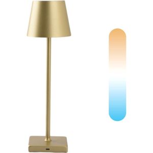BREND BR-2228 Draadloze Tafellamp voor Binnen en Buiten – Decoratieve en Dimbare Lamp – Oplaadbare Verlichting met 3 Lichtstanden – IP44 – Goud