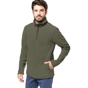 Kariban Fleece trui - leger groen - halve ritskraag - warme winter sweater - heren - polyester M