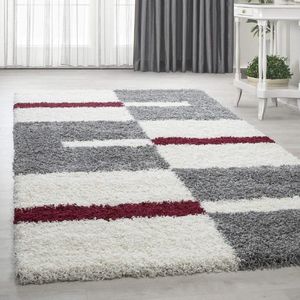 Flycarpets Hoogpolig shaggy vloerkleed - Manhattan 200x290 CM Rood  3 CM