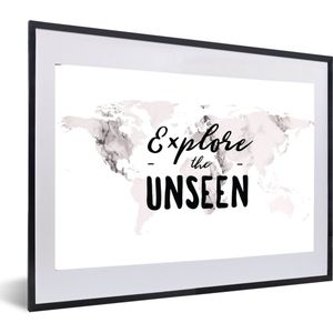 Fotolijst incl. Poster - Wereldkaart - Quote - Marmer - 60x40 cm - Posterlijst