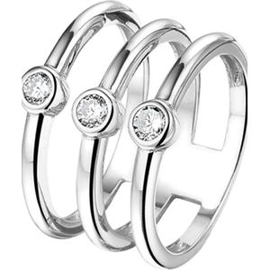 The Jewelry Collection Multi-ring Zirkonia - Zilver Gerhodineerd