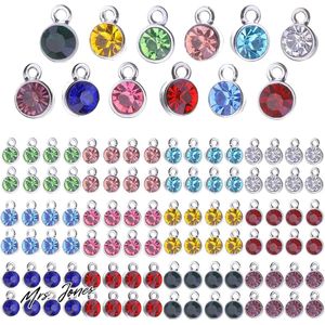 Mrs. Jones Kristallen geboortesteen bedelkralen ronde kristallen bedels voor het maken van sieraden en oorbellen - armband ketting sieraden maken 12 kleuren 96pcs .