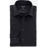 OLYMP Level 5 body fit overhemd 24/7 - mouwlengte 7 - zwart tricot - Strijkvriendelijk - Boordmaat: 43