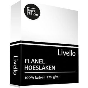 Livello hoeslaken flanel - Wit 160x200