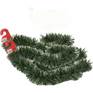 2x stuks kerstboom folie slingers/lametta guirlandes van 180 x 12 cm in de kleur glitter groen - Extra brede slinger