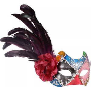 Venetiaans masker -  venetian mask - Harlekijn met veer -