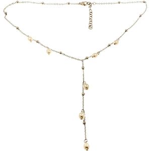 Edelstaal RVS collier met zoetwater parels model LORI
