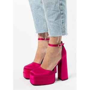 Sacha - Dames - Roze gesloten pumps met plateauzool - Maat 40