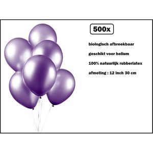 500x Luxe Ballon pearl paars 30cm - biologisch afbreekbaar - Festival feest party verjaardag landen helium lucht thema