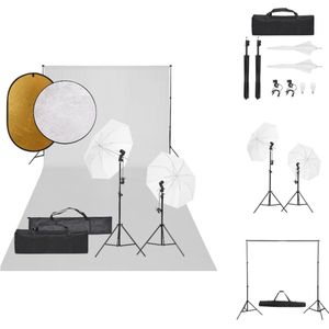 vidaXL Fotostudioset - Daglichtlampen - Witte Paraplus - Flexibel Achtergrondsysteem - Praktische Reflectorset - Gemakkelijk op te Bergen - Fotolampen - Parasol - Statief - Achtergrondsets - Reflector - Draagtas - Fotostudio Set