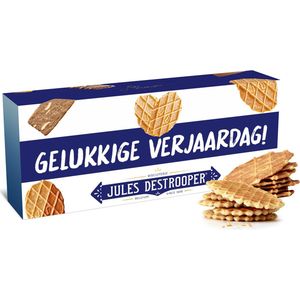 Jules Destrooper Natuurboterwafels & Parijse Wafels met opschrift ""Gelukkige verjaardag / joyeux anniversaire"" - Belgische koekjes - 100g x 2