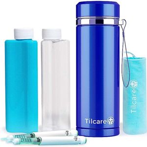 Insuline Koelbox Reiskoffer van Tilcare - 74H Herbruikbare Pen Vriesfles - Grote TSA Goedgekeurde Hard Shell Medicatie Koelbox - Noodgeval 14H Fles - Houdt tot 4 Diabetische Pennen & Medische Flacons
