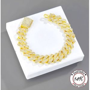 Soraro Chain Armband Goud Zirkonia Ice | Exclusieve Geschenkverpakking | Mooie Cadeauverpakking | Goudkleurig | Cadeau | Ice | Witgoud Verguld | Vaderdag | Vaderdag Cadeau