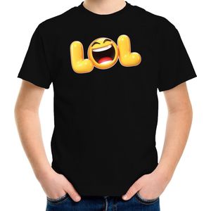 Funny emoticon t-shirt LOL zwart voor kids - Fun / cadeau shirt 158/164