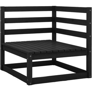 vidaXL Loungeset - 3-delig - Grenenhout - Zwart Tuinlounge - Lounge Set - Houten Tuinstoel - Buitentijd - Terrasdecoratie
