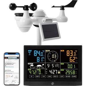 Equivera Weerstation Binnen en Buiten - Weerstation - Draadloos - Thermometer, Barometer, Hygrometer - Buitensensor - Temperatuur - Weersvoorspelling