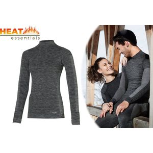 Heat Essentials - Premium Thermo Ondergoed Dames - ThermoShirt Dames - Zwart - L - Thermokleding Dames - Thermo Shirt Dames Lange Mouw