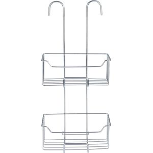 WENKO Doucherek Milo 2-laags 25x55cm RVS glanzend - Doucherek zonder boren - Doucherek hangend