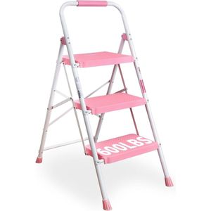 Opvouwbare 3-traps Ladder met Antislip Pedalen en Hoog Draagvermogen