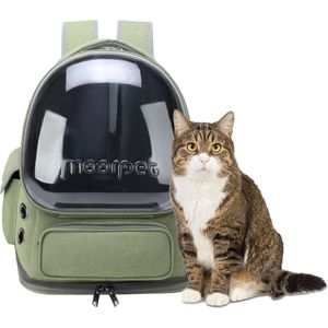 MIRO® Katten Rugzak Transport - Reismand Kat & Hond - Vervoersbox Draag Tas - Hondenrugzak Dieren Reistas - Vervoerstas - Groen