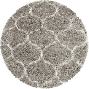 Flycarpets Azure Rond Vloerkleed Berber Motief - Beige / Crème - Hoogpolig - Woonkamer - 160x160 cm