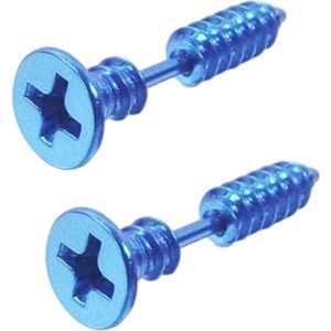 Fako Bijoux® - Oorbellen - Schroef - Schroeven - Blauw