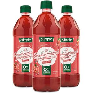Slimpie Limonade Siroop Bloedsinaasappel Grapefruit - 3 x 650 ml - Voordeelverpakking