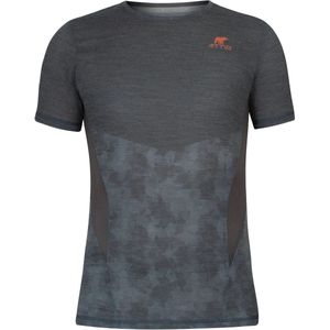 Attiq heren hardloopshirt merino wol blend – Magma Merino sportshirt – lichtgewicht, ademend en sneldrogend – grijs - maat L