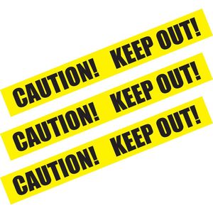 Markeerlint/afzetlint - 3x - Caution! Keep out! - 6m - geel/zwart - kunststof