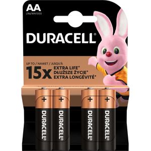 Duracell DRBLR6B4 Basic AA Batterijen - 1.5V Alkaline - 15x Extra Life - 4 stuks