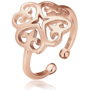 Elli Dames Ring dames ornament uitgesneden bloem in 925 sterling zilver rose goud verguld